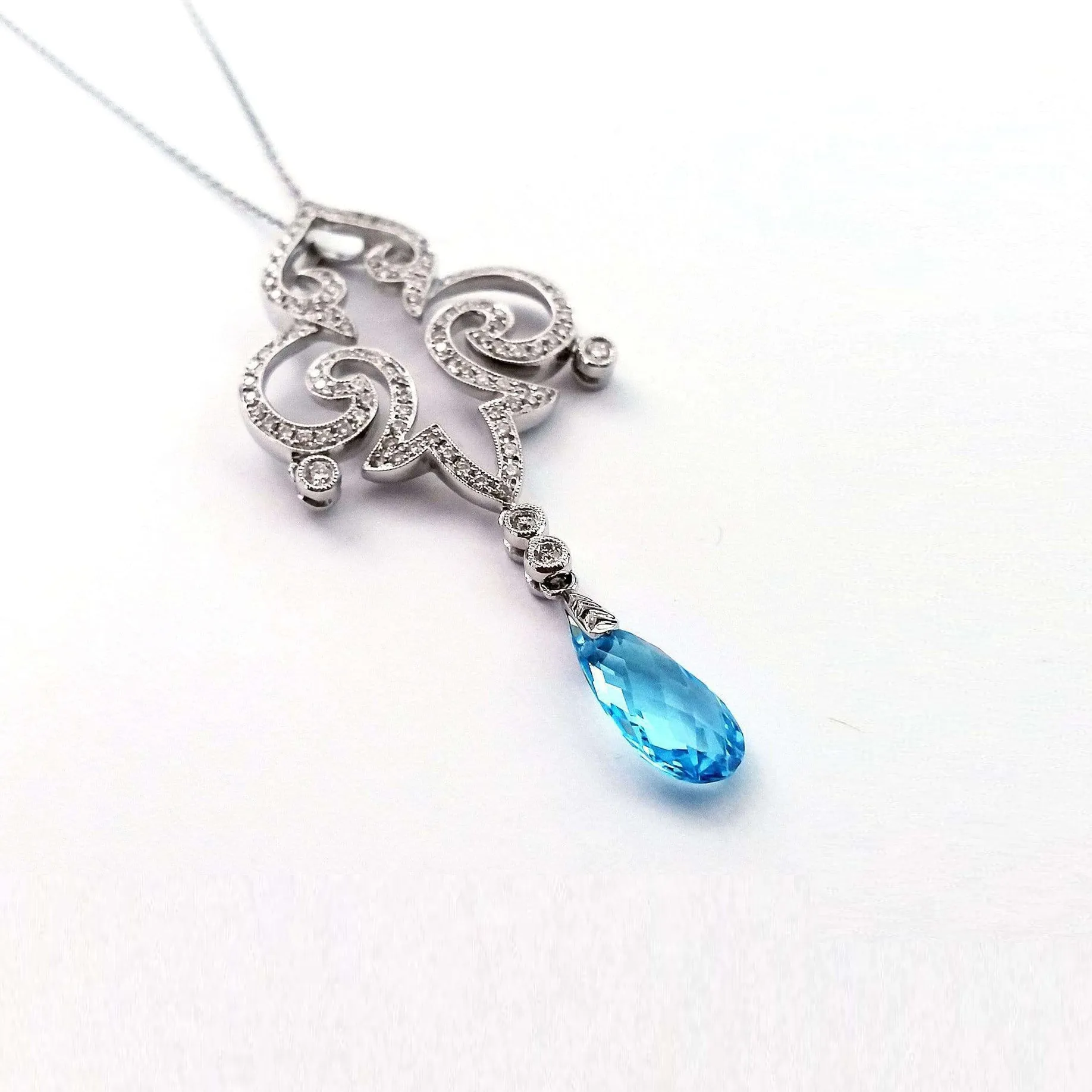 Blue Topaz & Diamond Fleur-de-lis