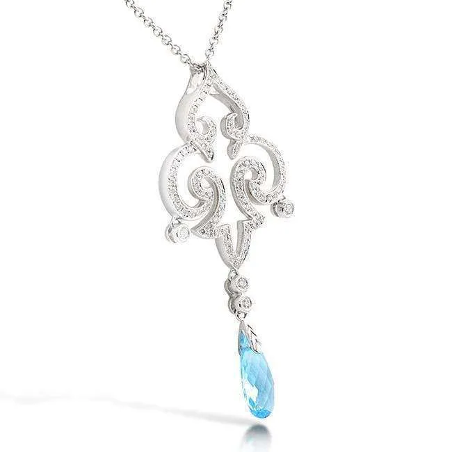 Blue Topaz & Diamond Fleur-de-lis