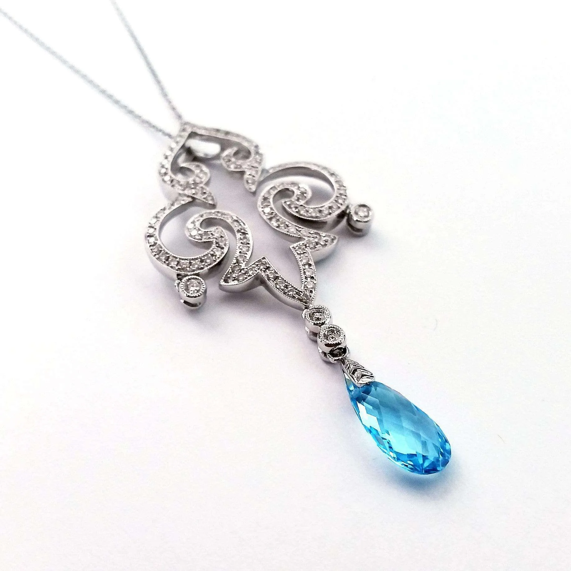 Blue Topaz & Diamond Fleur-de-lis