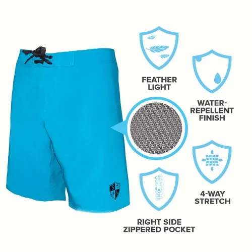 Board Shorts | Solid Neon Blue | Black SA Shield