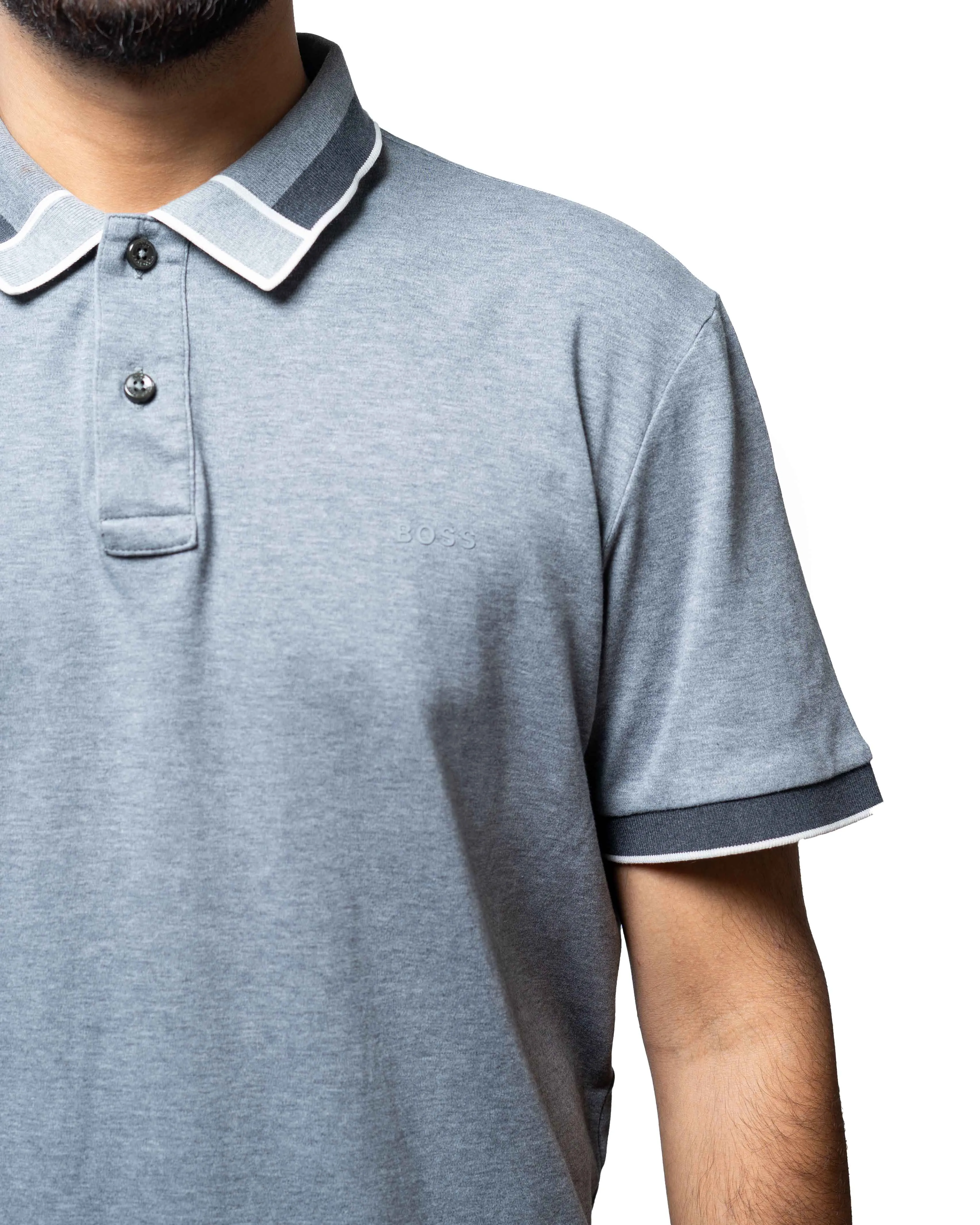 BOSS GREY SLIM FIT POLO T-SHIRT