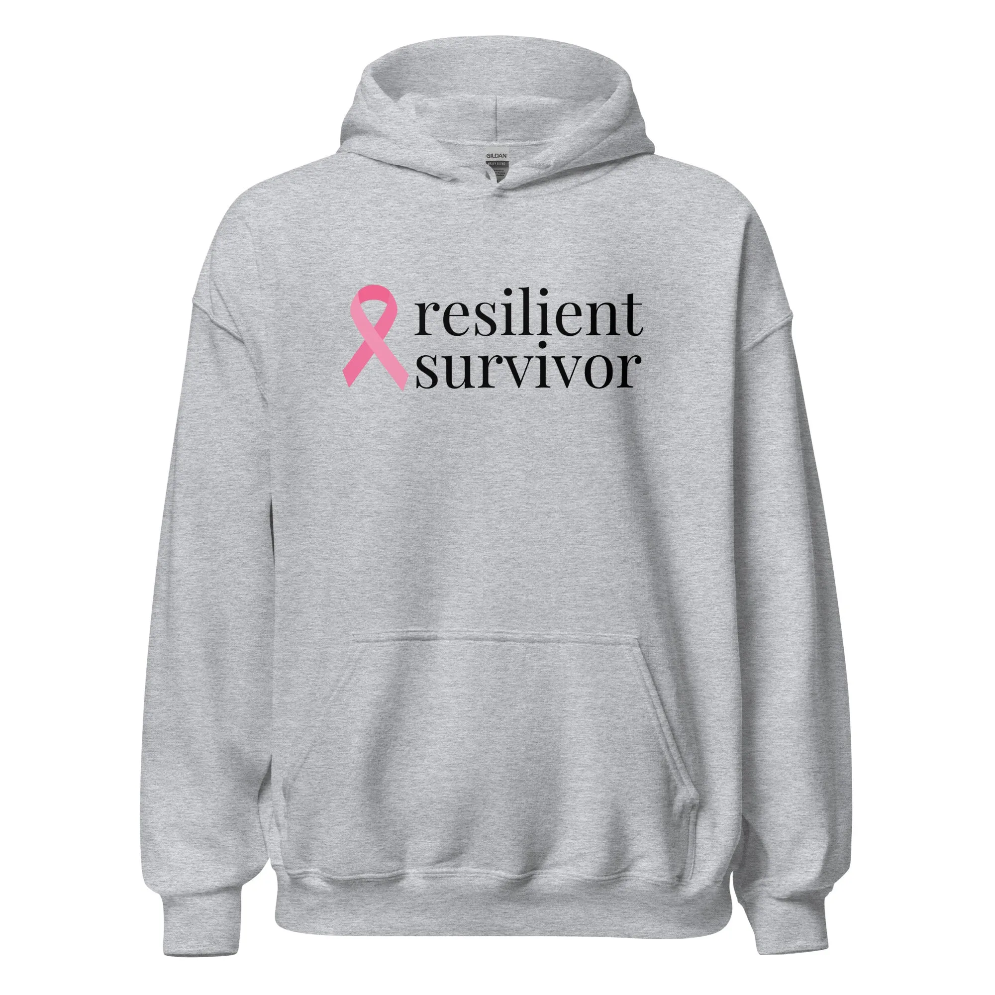 Breast Cancer "resilient survivor" Ribbon Hoodie (Several Colors Available)