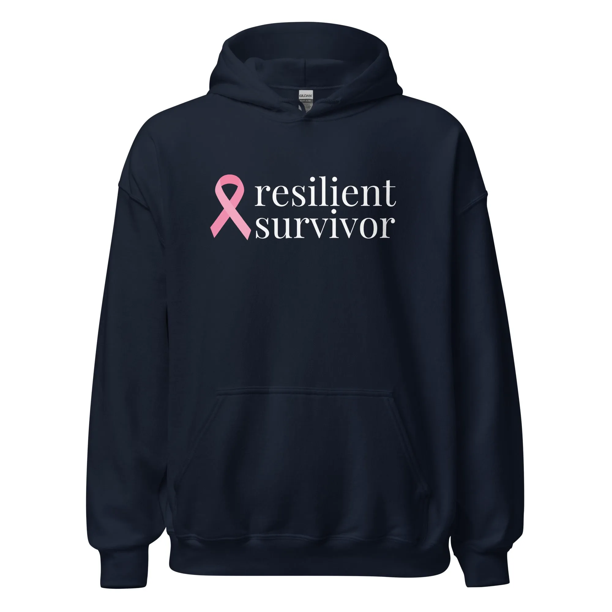 Breast Cancer "resilient survivor" Ribbon Hoodie (Several Colors Available)