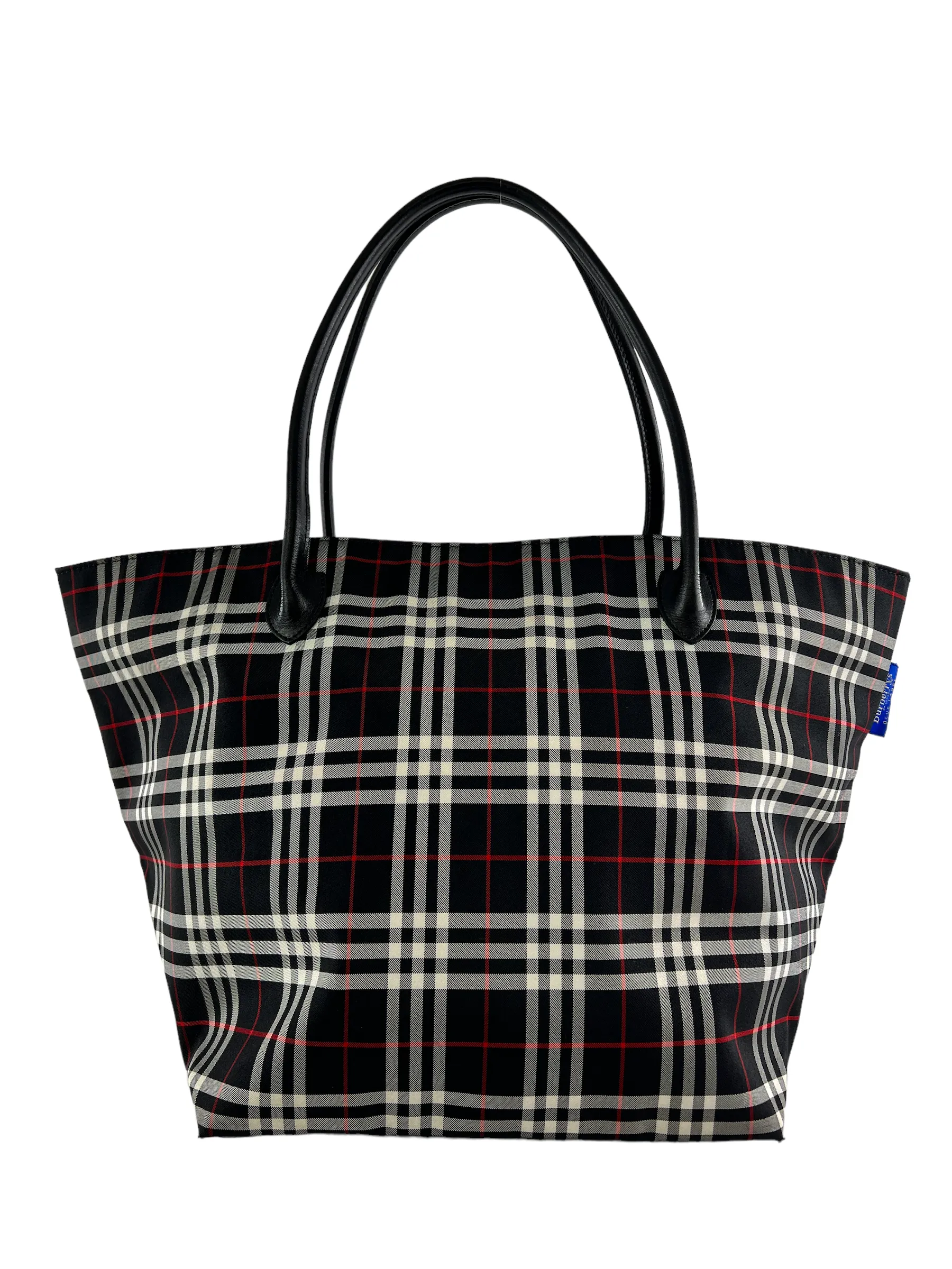 Burberry Blue Label Black Checked Nylon Tote Bag