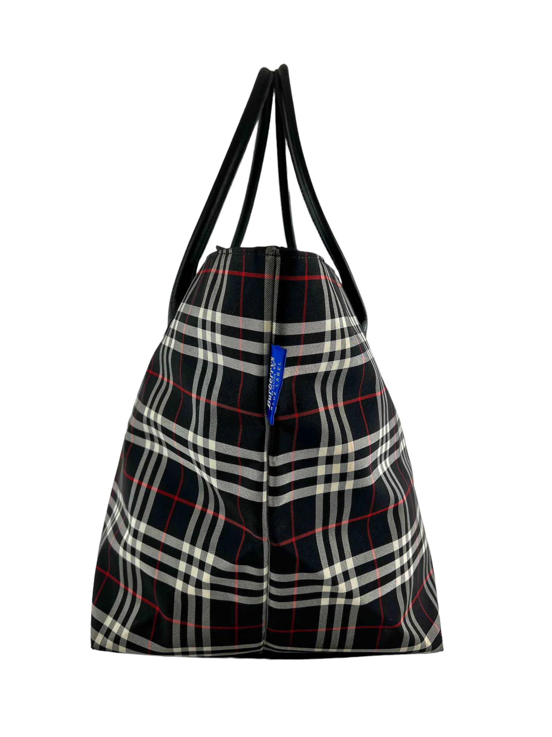 Burberry Blue Label Black Checked Nylon Tote Bag