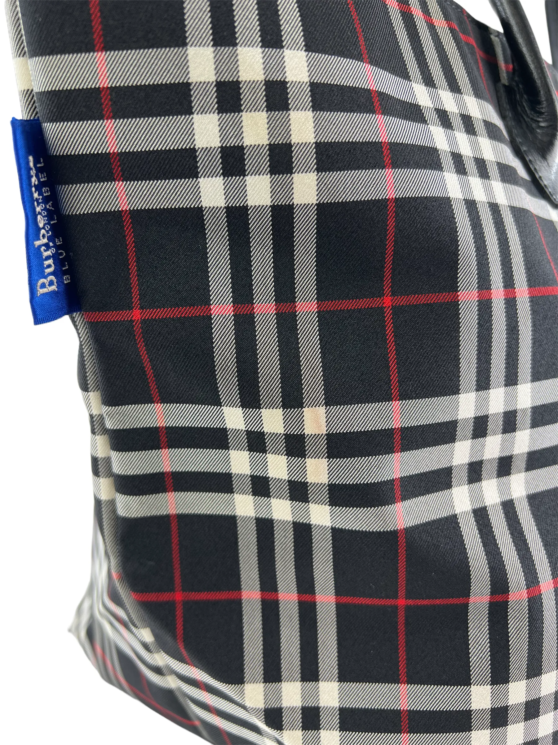 Burberry Blue Label Black Checked Nylon Tote Bag