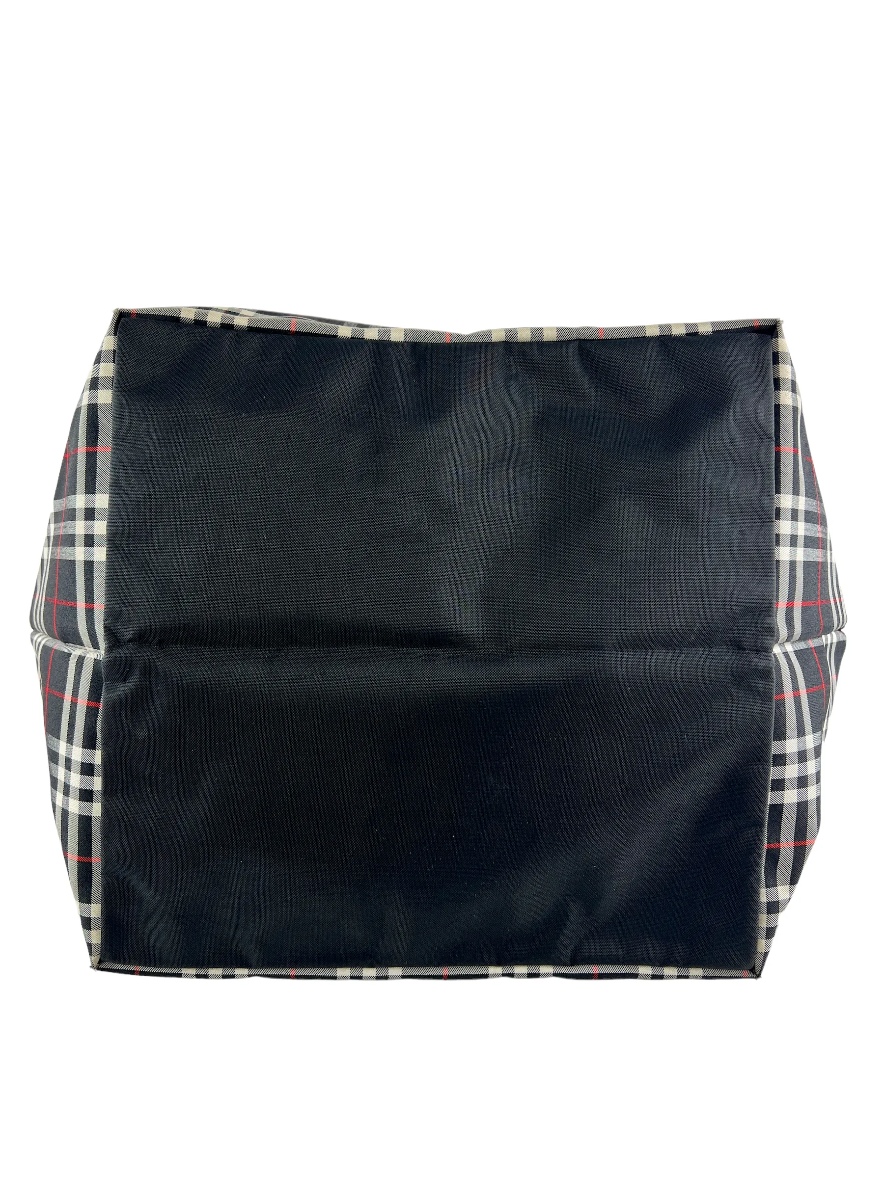 Burberry Blue Label Black Checked Nylon Tote Bag