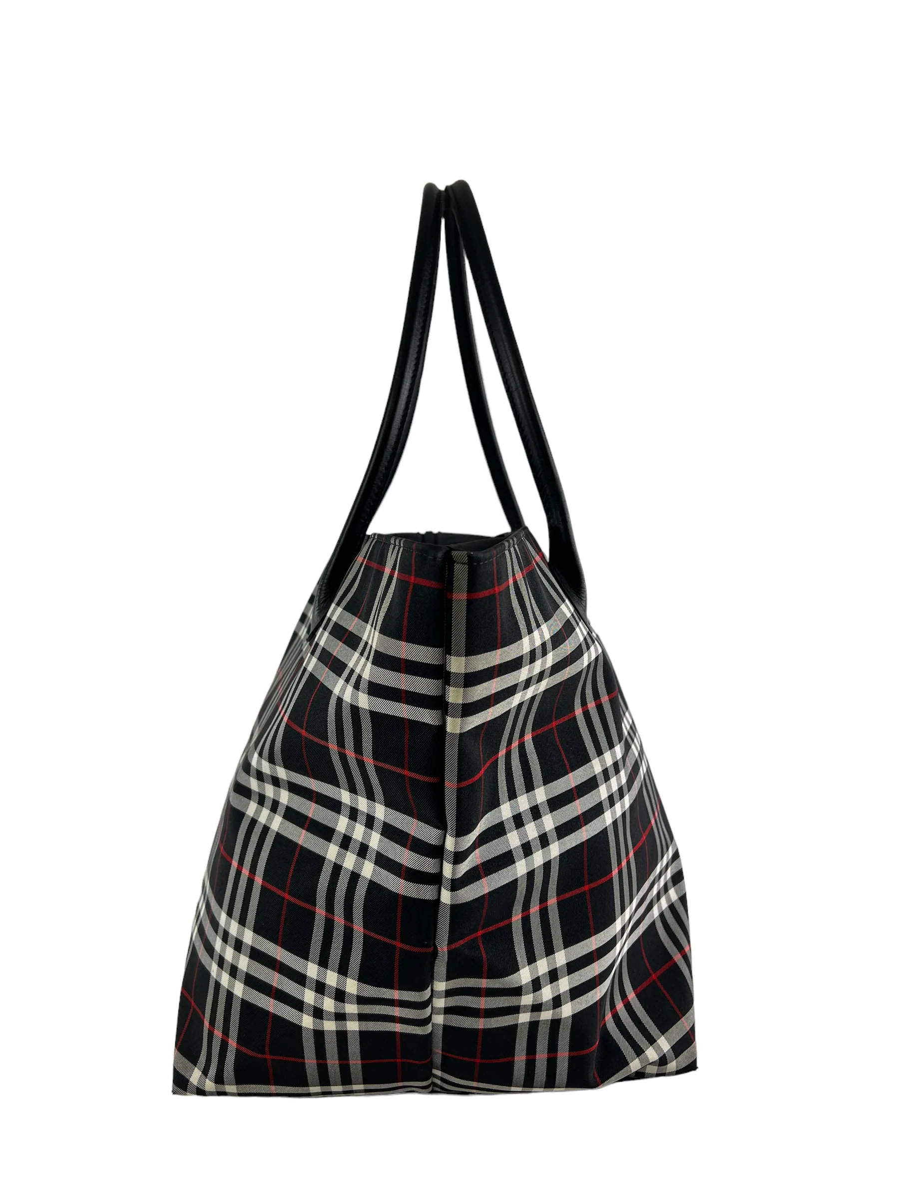 Burberry Blue Label Black Checked Nylon Tote Bag