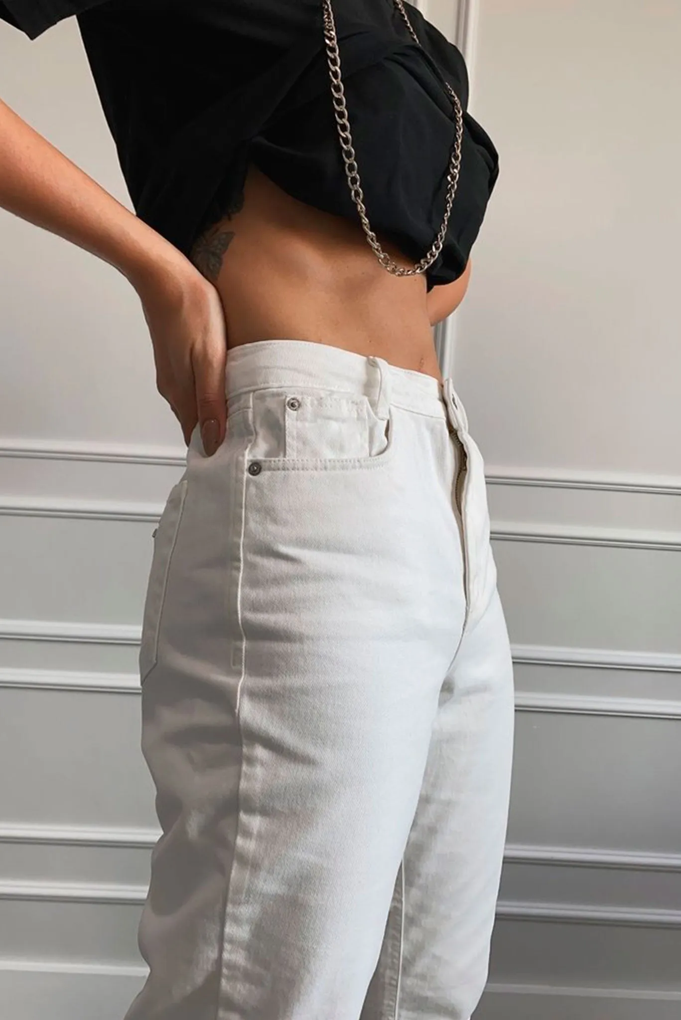 Calça Mom Jeans Off White