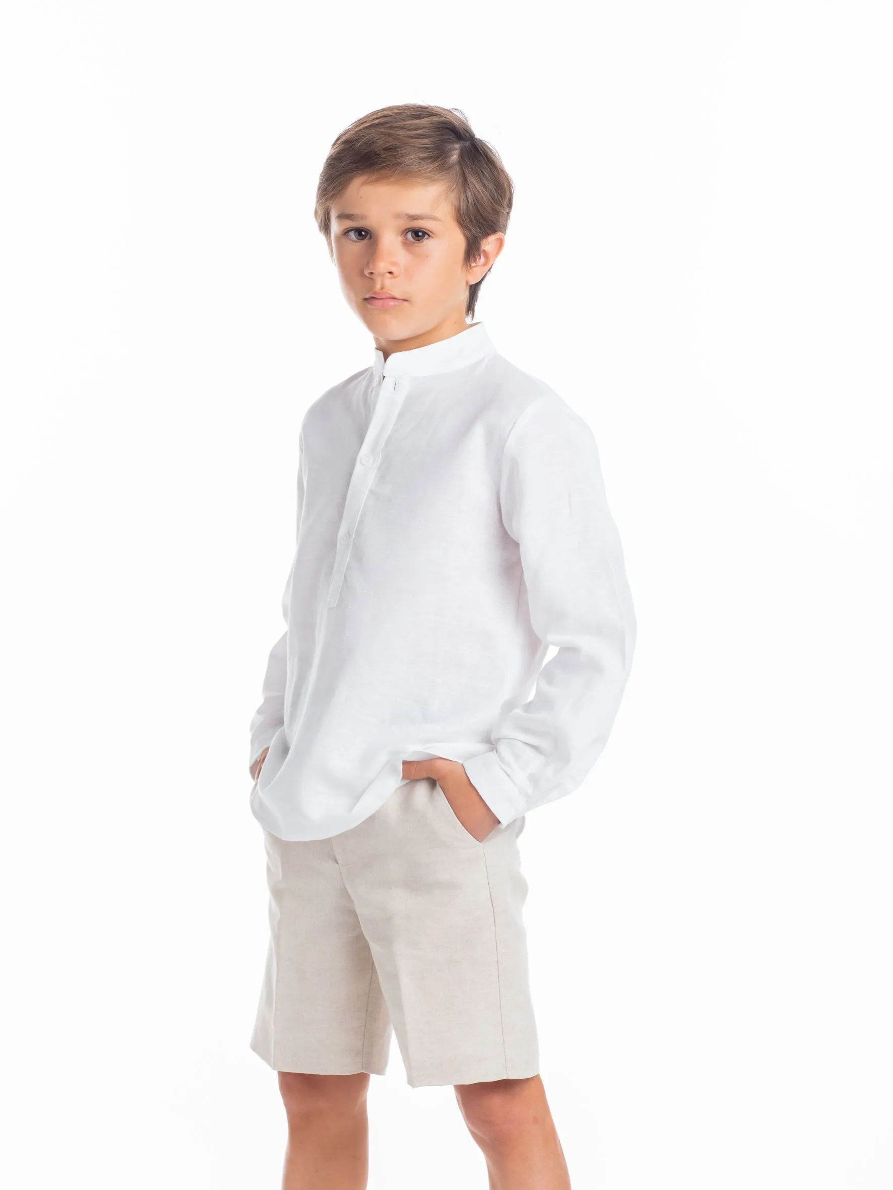 Camisa mao lino blanco