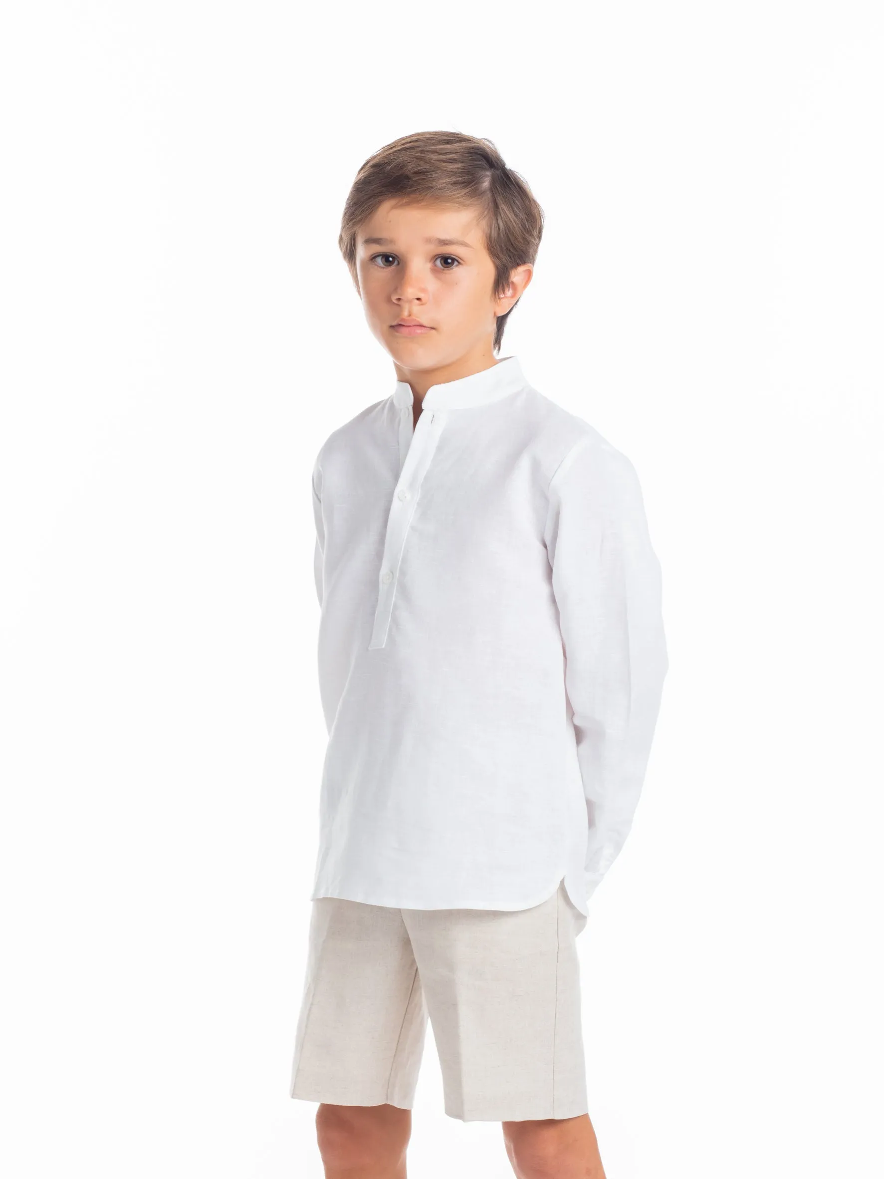 Camisa mao lino blanco