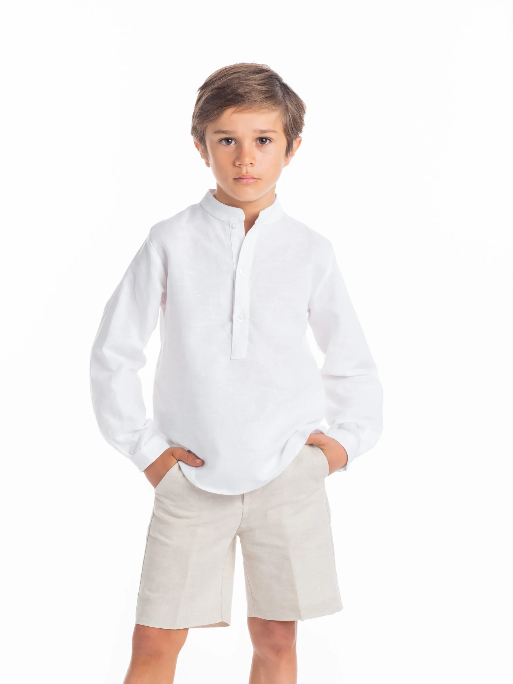 Camisa mao lino blanco