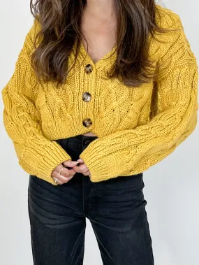 Cammie Cropped Cardigan | Mustard | FINAL SALE