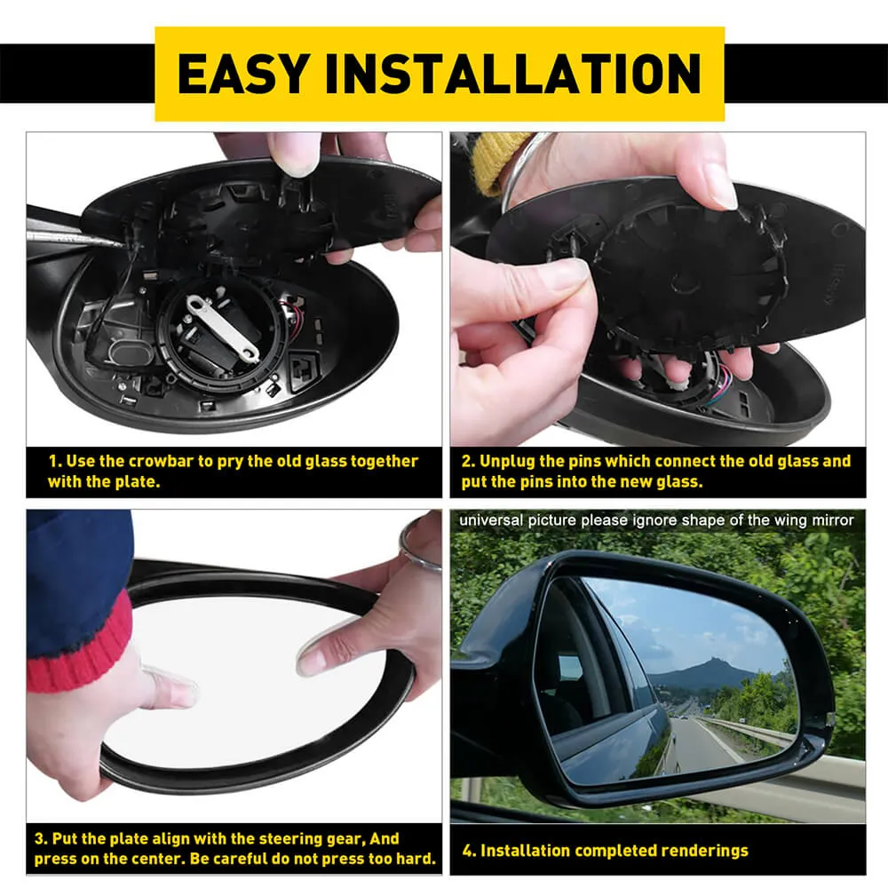 Car Rearview Side Heated Mirror Glass for BMW E82 E88 E90 E91 E92 E93, Driver and Passenger Side