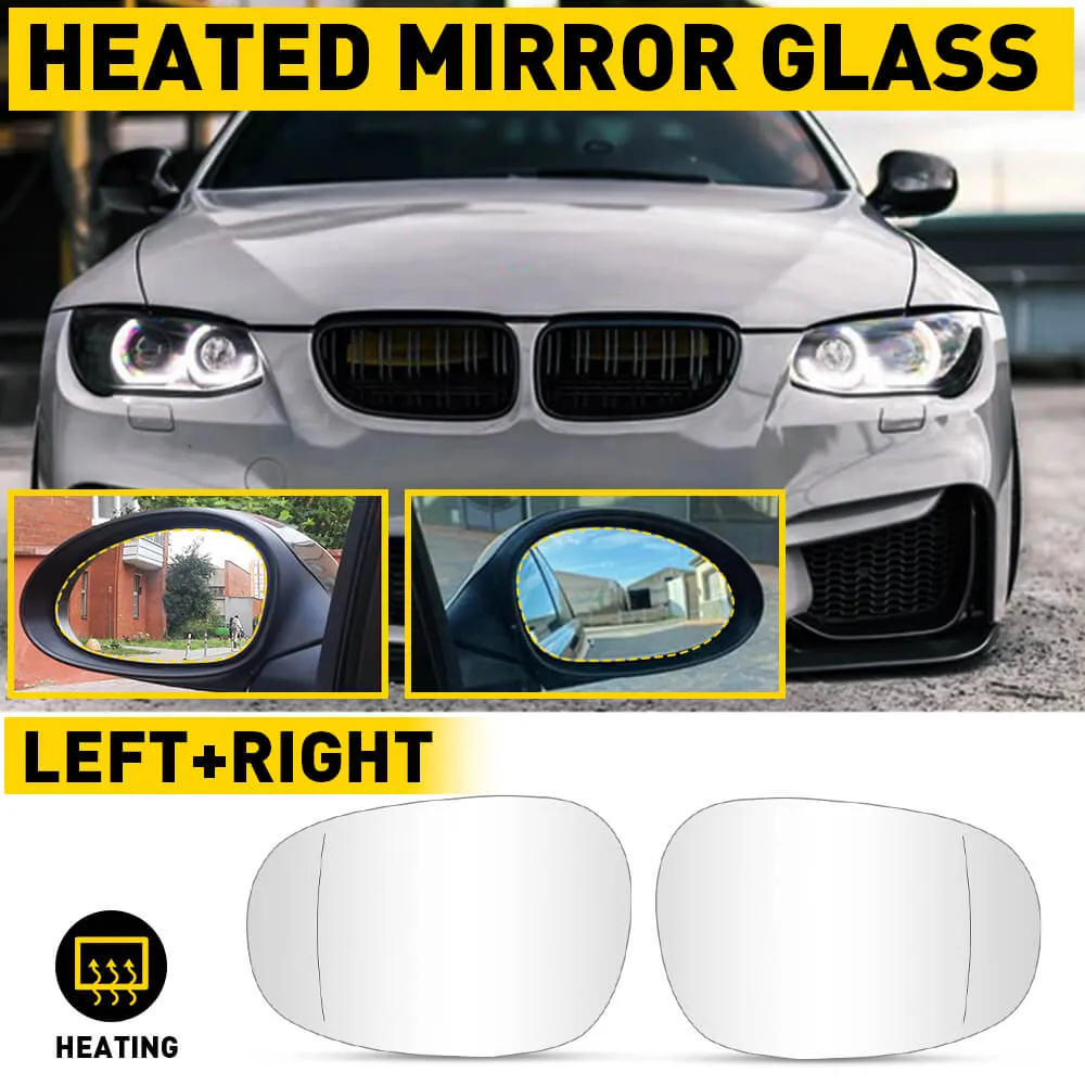 Car Rearview Side Heated Mirror Glass for BMW E82 E88 E90 E91 E92 E93, Driver and Passenger Side