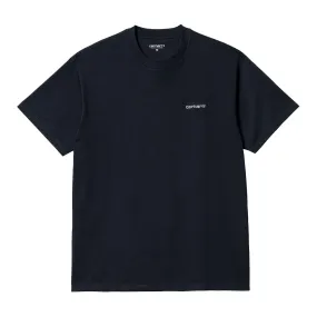 Carhartt WIP Script Embroidery T Shirt - Atom Blue / White