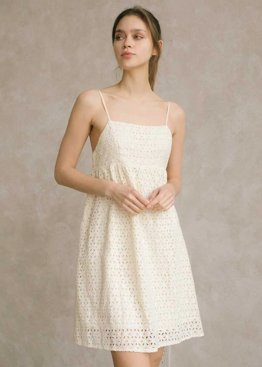 Carrie Eyelet Mini Dress - Cream