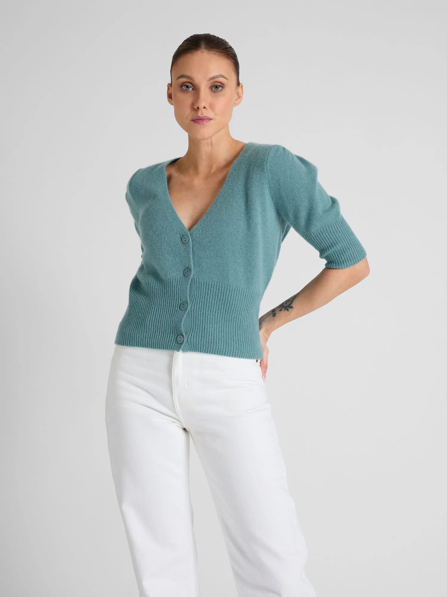 Cashmere cardigan "Grace" - arctic