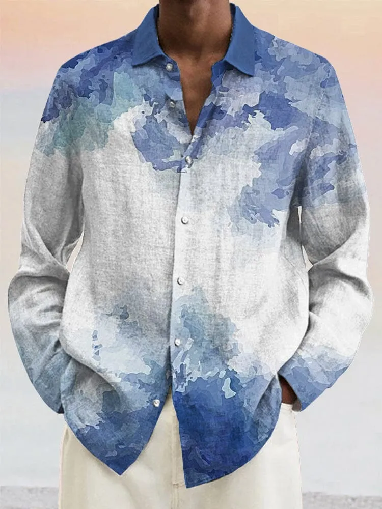 Casual Art Graphic Cotton Linen Shirt