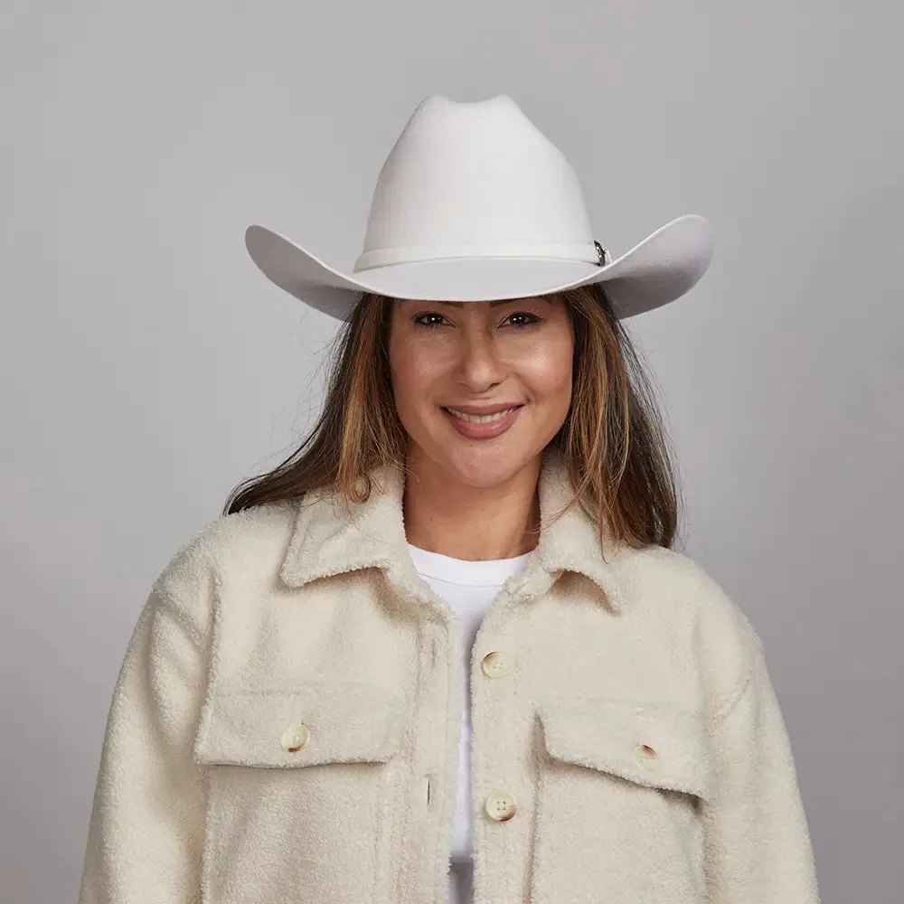 Cattleman | Womens White Felt Western Cowgirl Hat - Bourbon Cowgirl