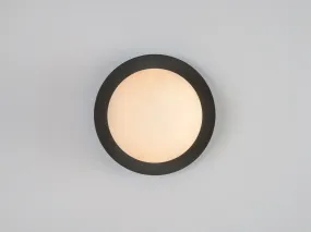 Charcoal grey opal disk wall light