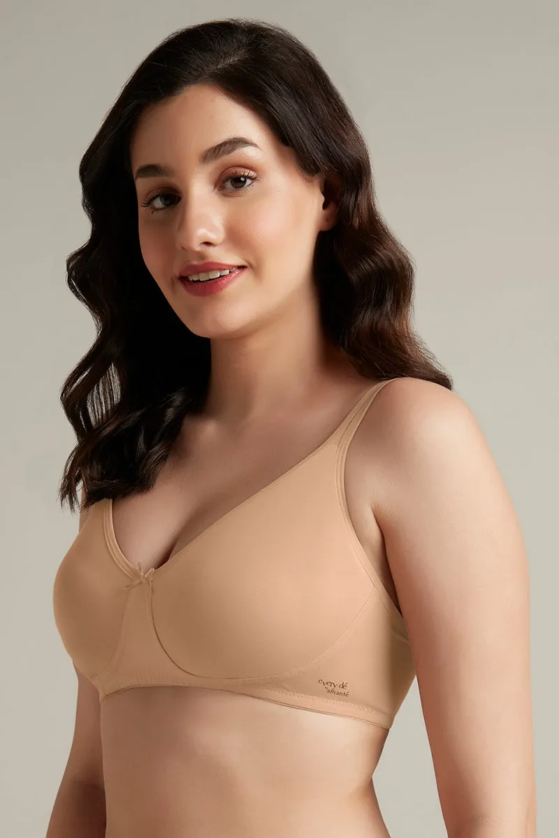 Chic Comfort Non-Padded and Non-Wired Cotton Bra - Sandalwood