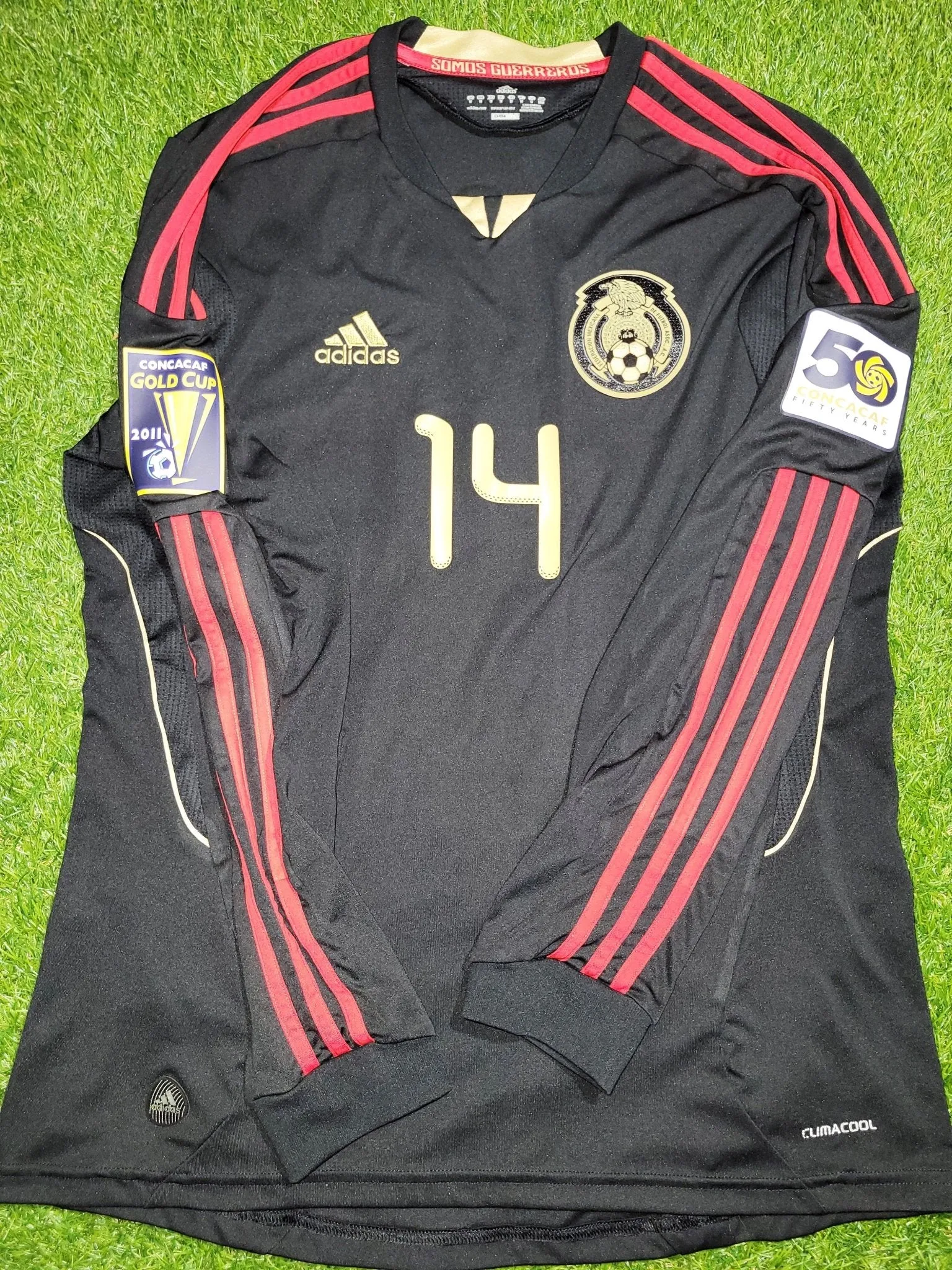 Chicharito Mexico 2011 GOLD CUP FINAL Soccer Long Sleeve Away Jersey Shirt M SKU# V13582