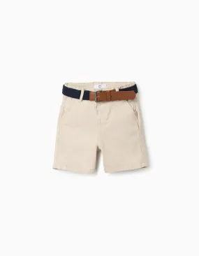 Chino Shorts with Belt for Baby Boys, Beige