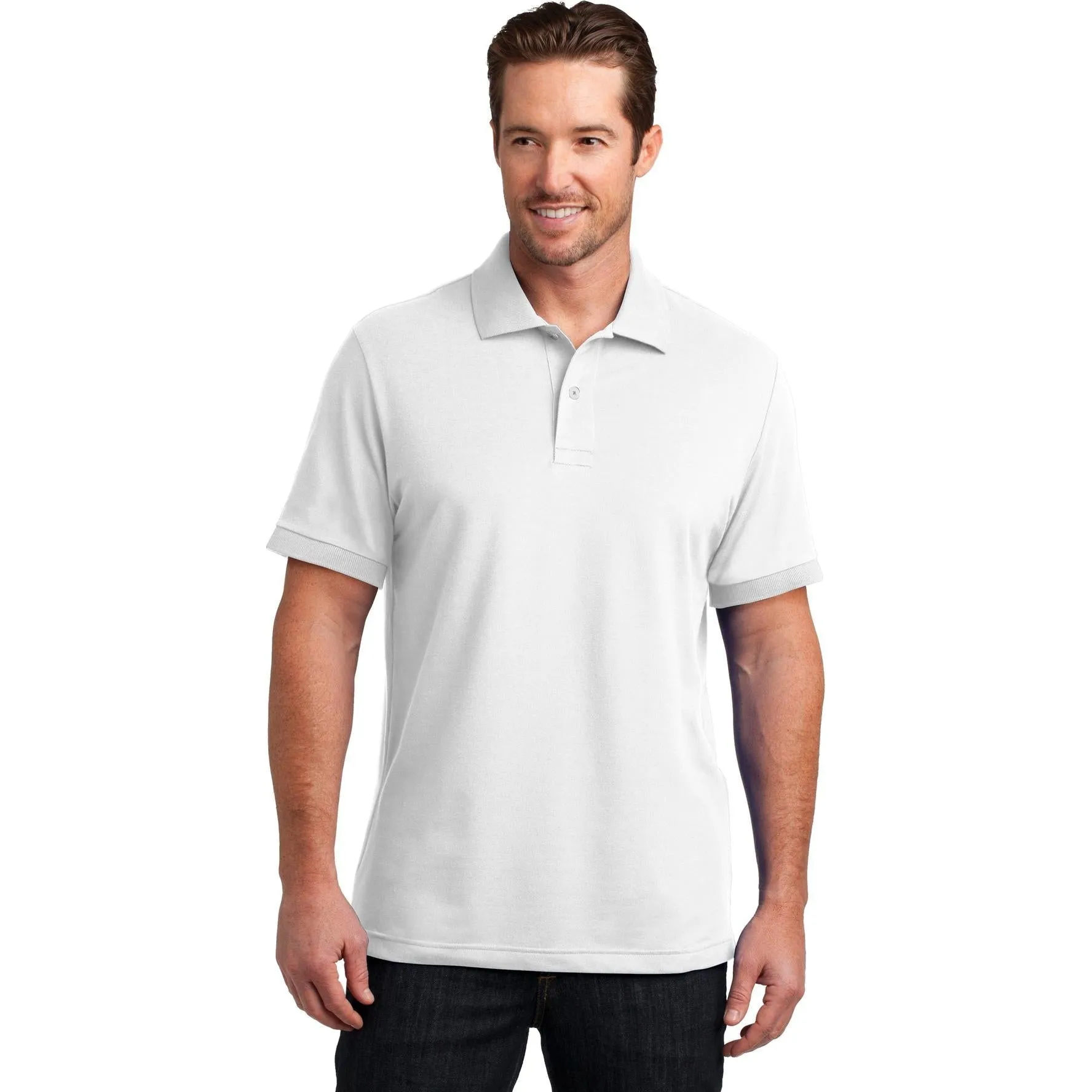 CLOSEOUT - District Made Mens Stretch Pique Polo