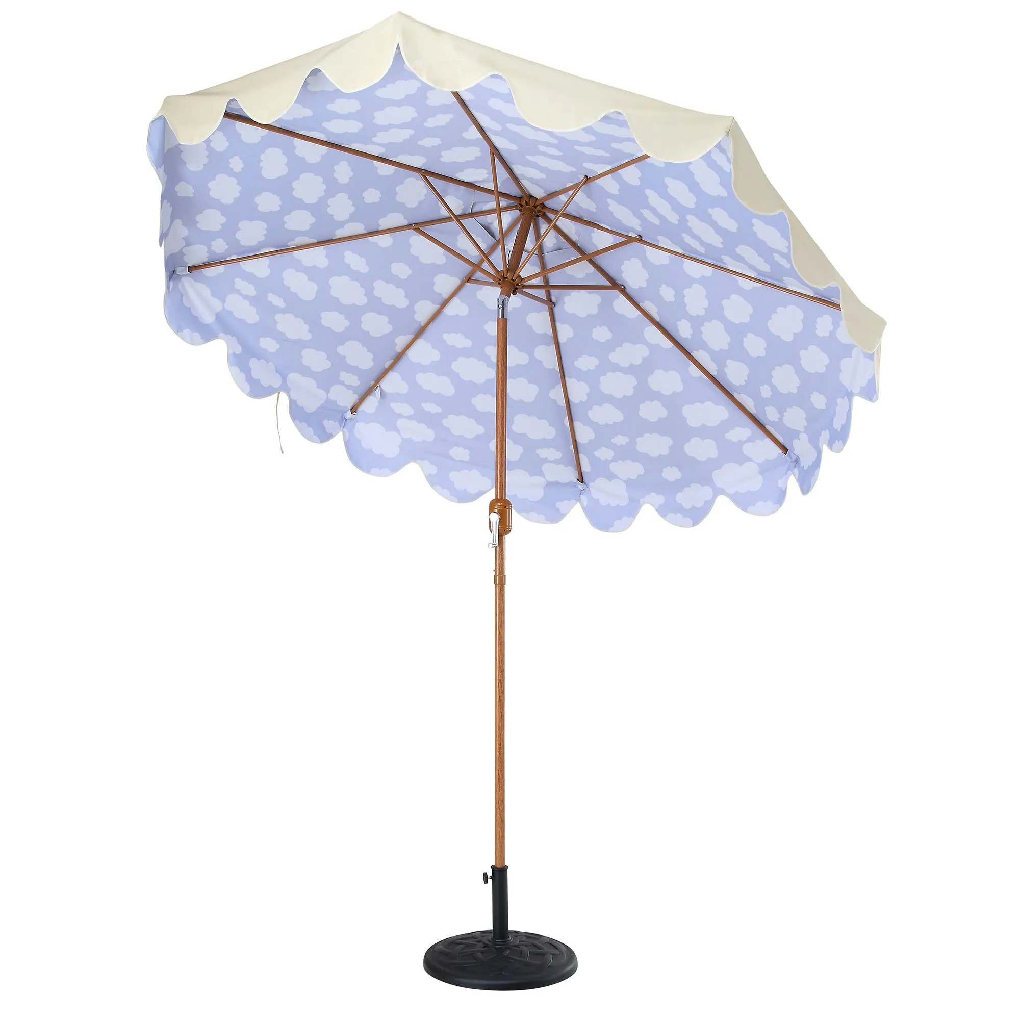 Cloud Pattern 2.6M Octagonal Tassel Parasol with Aluminium Tilt