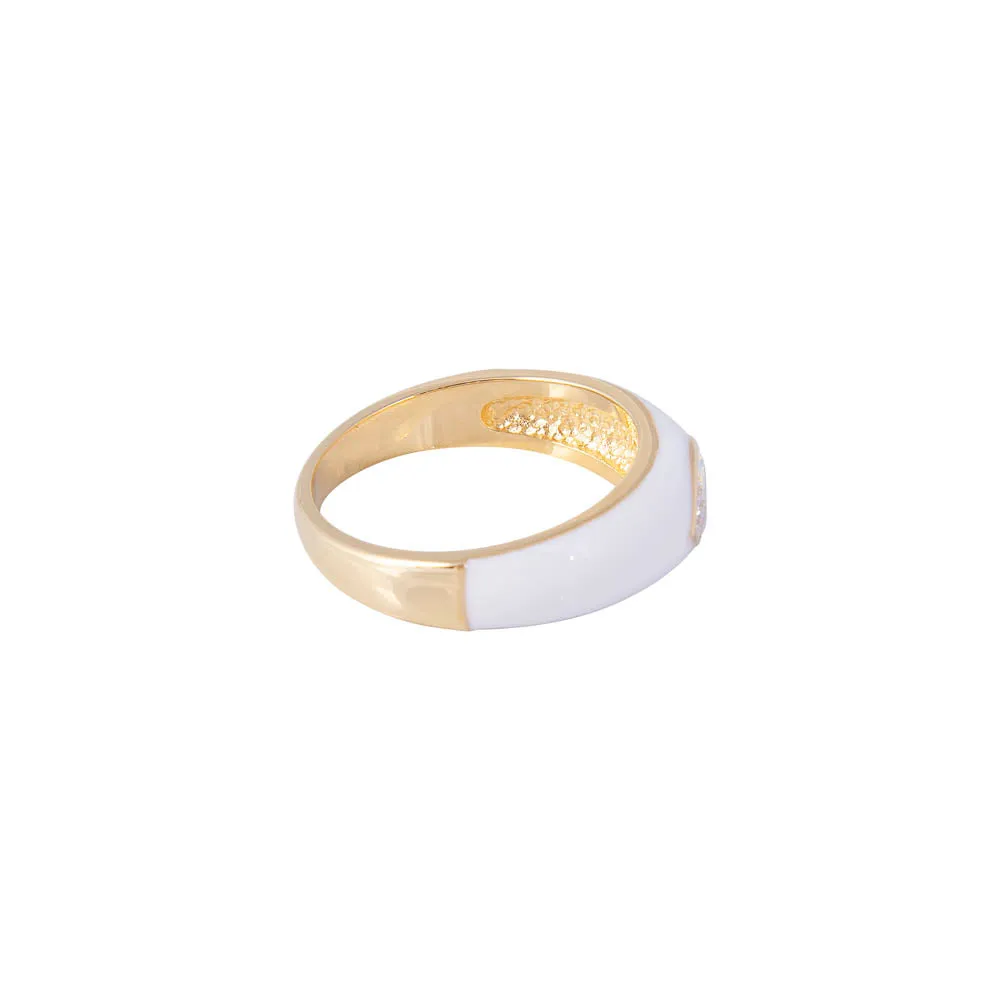 COCONUT ENAMEL MARQUISE RING