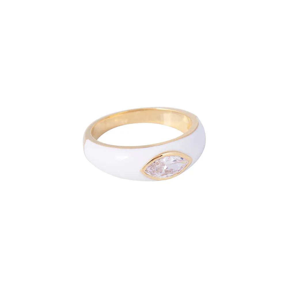 COCONUT ENAMEL MARQUISE RING