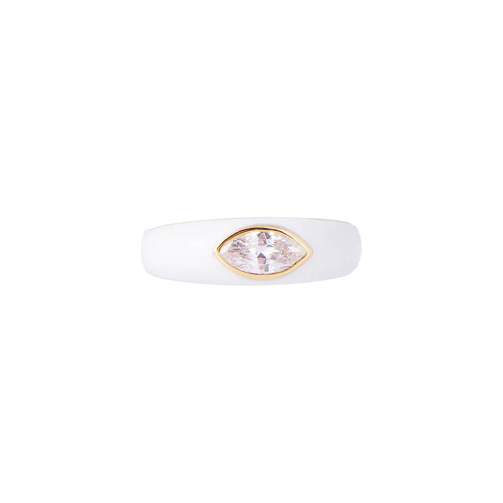 COCONUT ENAMEL MARQUISE RING