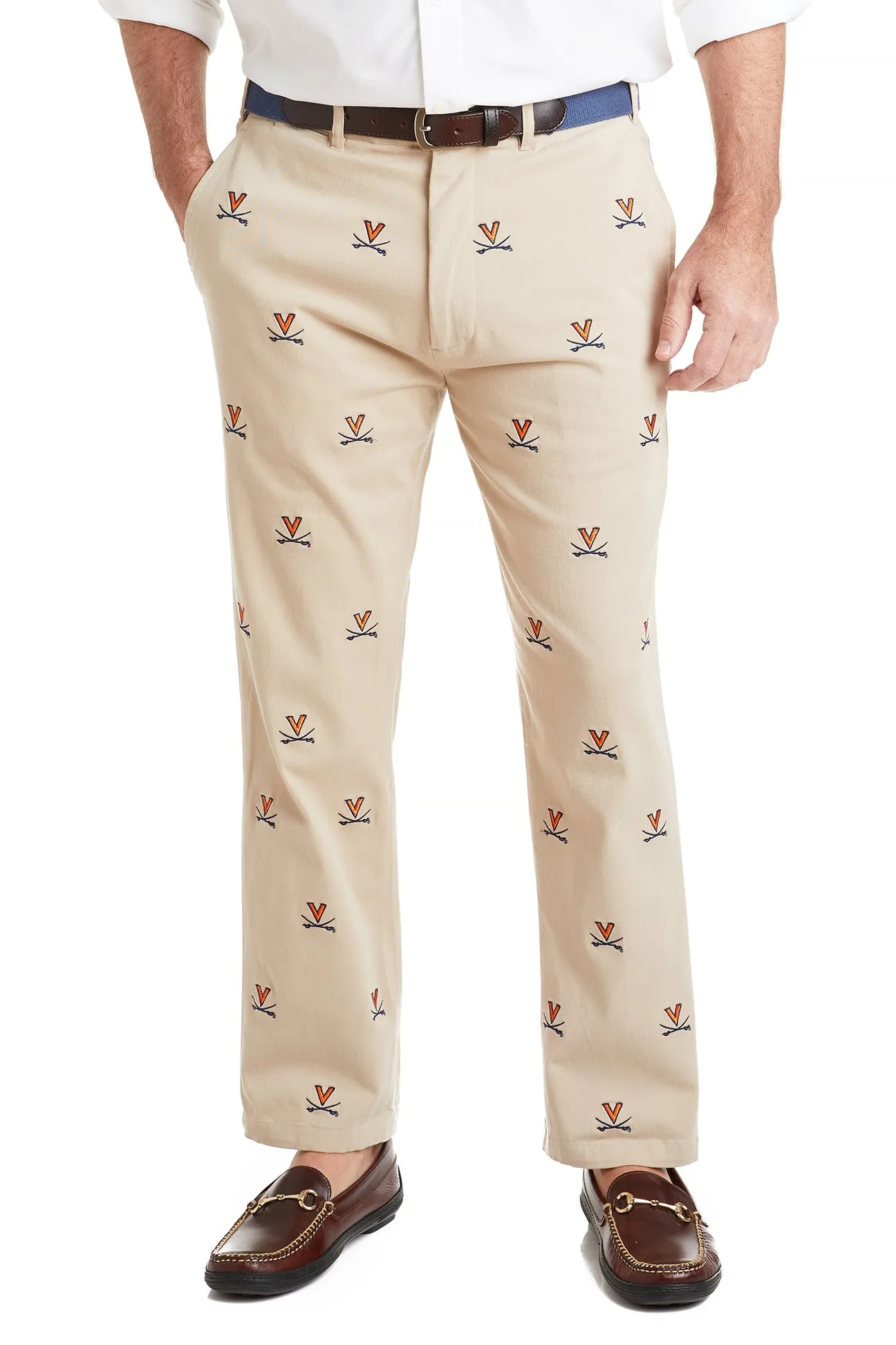 Collegiate Stretch Twill Pant Khaki with UVA