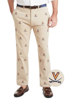 Collegiate Stretch Twill Pant Khaki with UVA