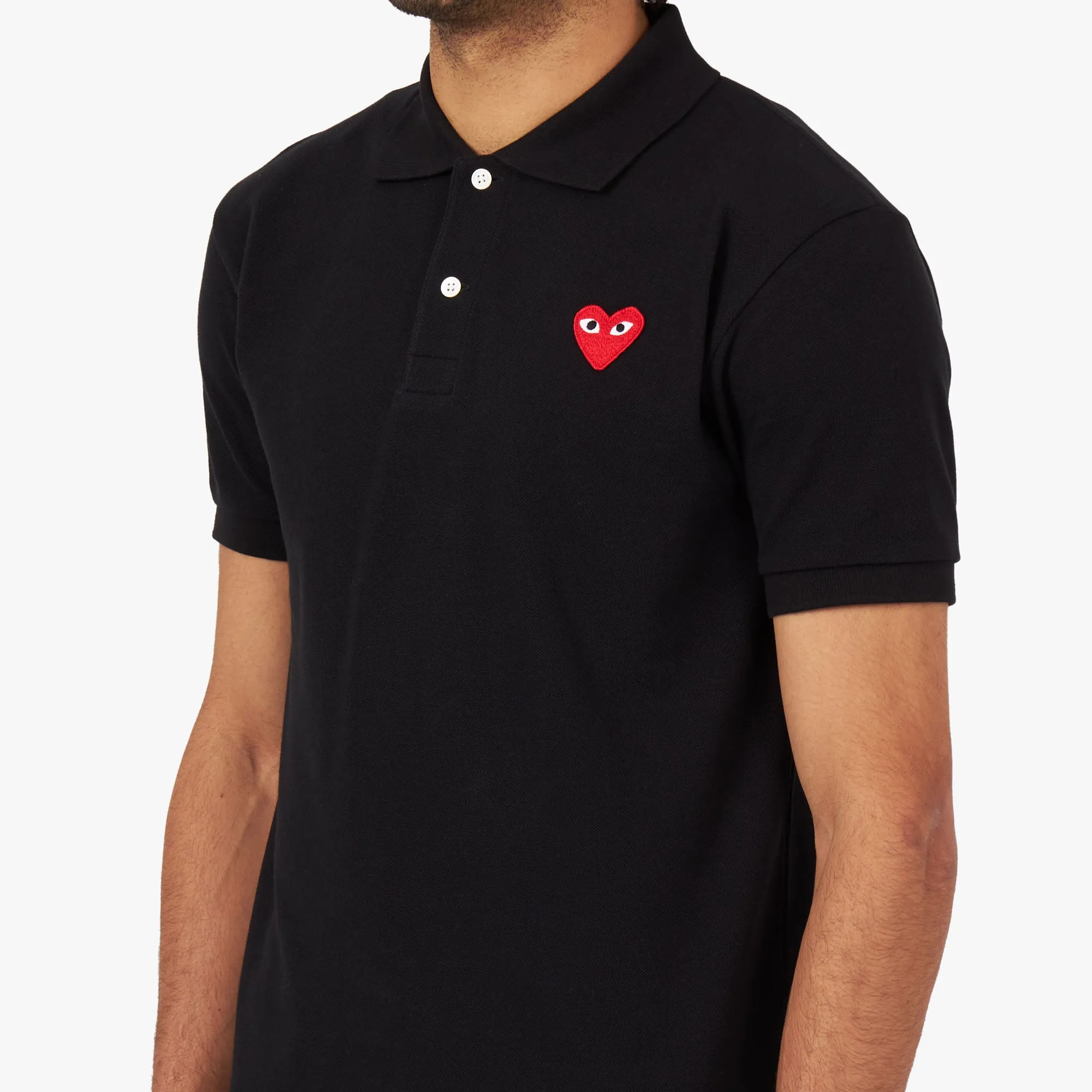 COMME des GARÇONS PLAY Red Heart Polo Shirt / Black