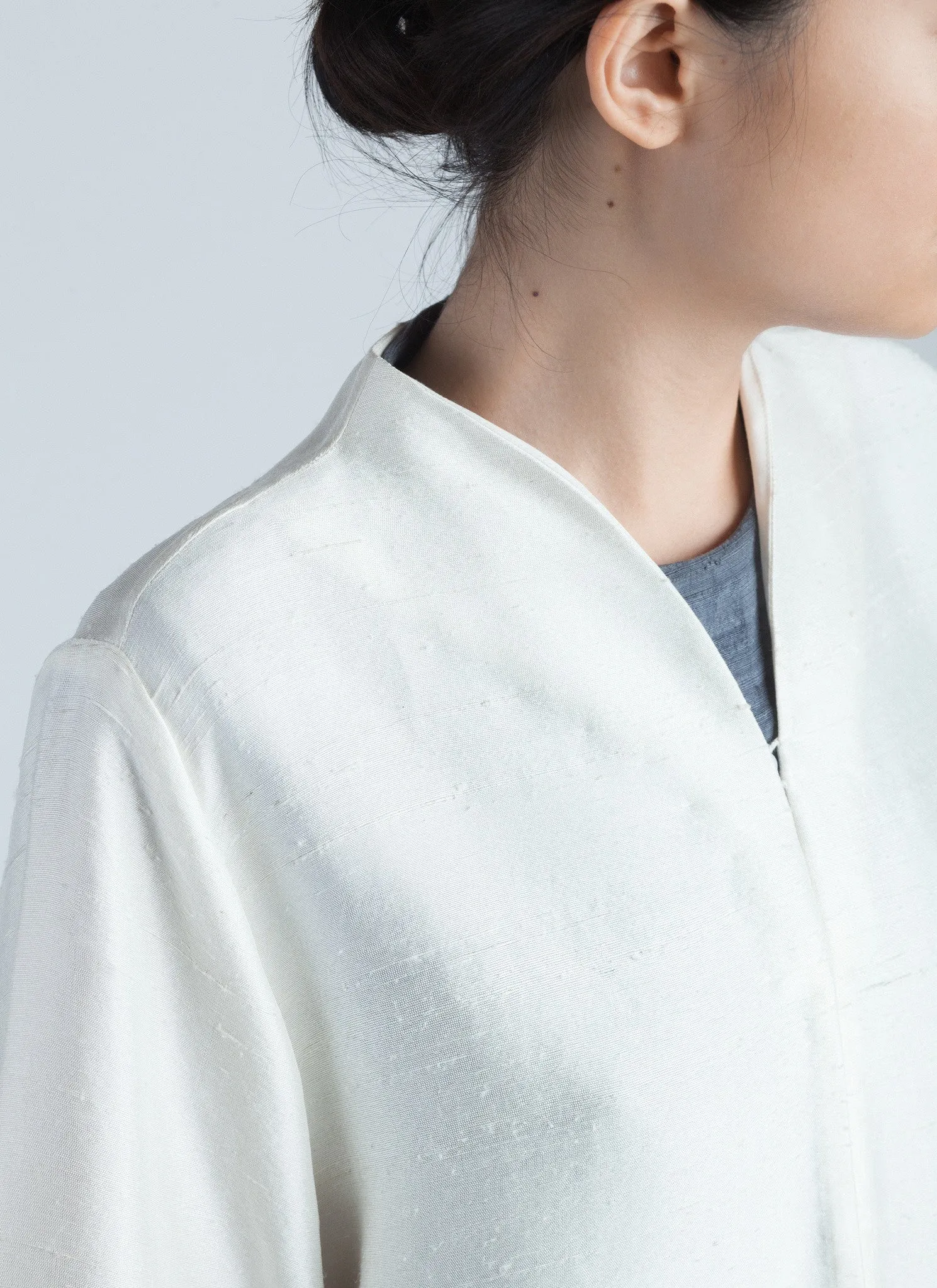 Conch Silk Long Sleeve Jacket - Ark White