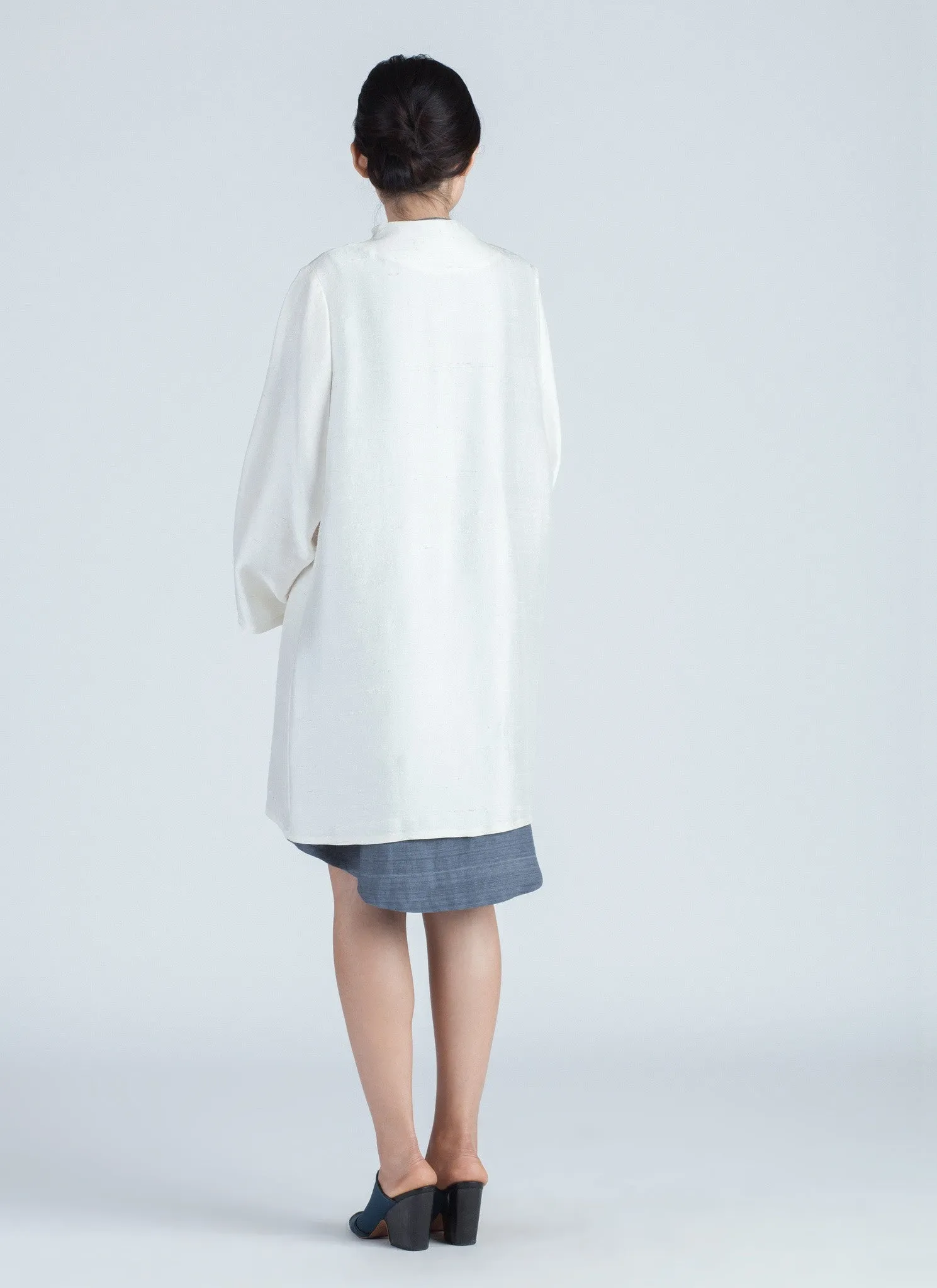 Conch Silk Long Sleeve Jacket - Ark White