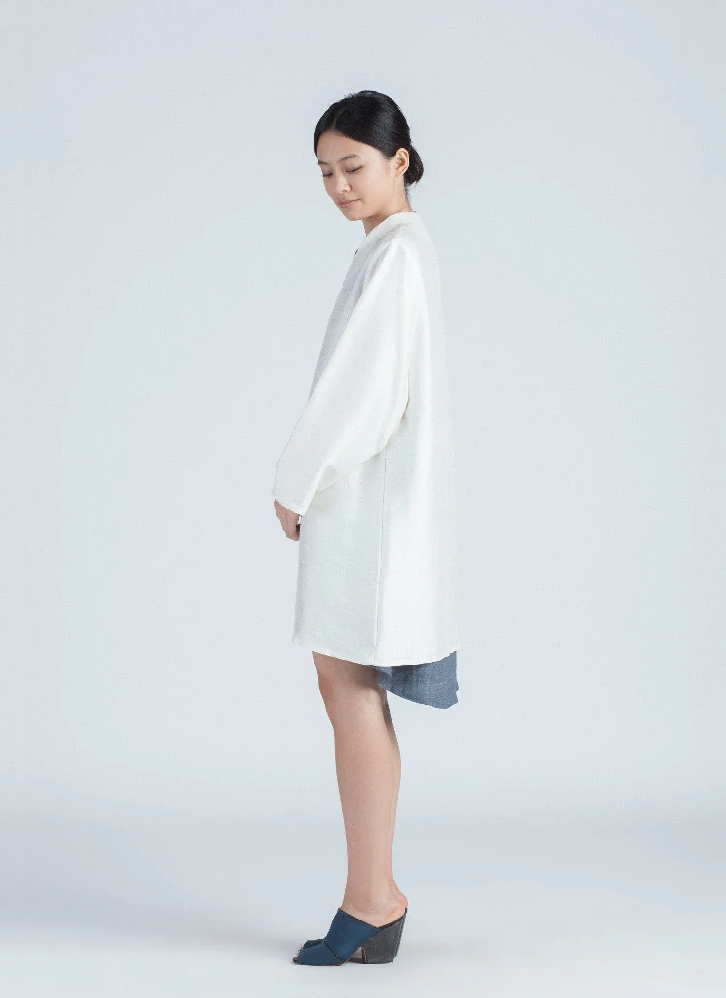 Conch Silk Long Sleeve Jacket - Ark White