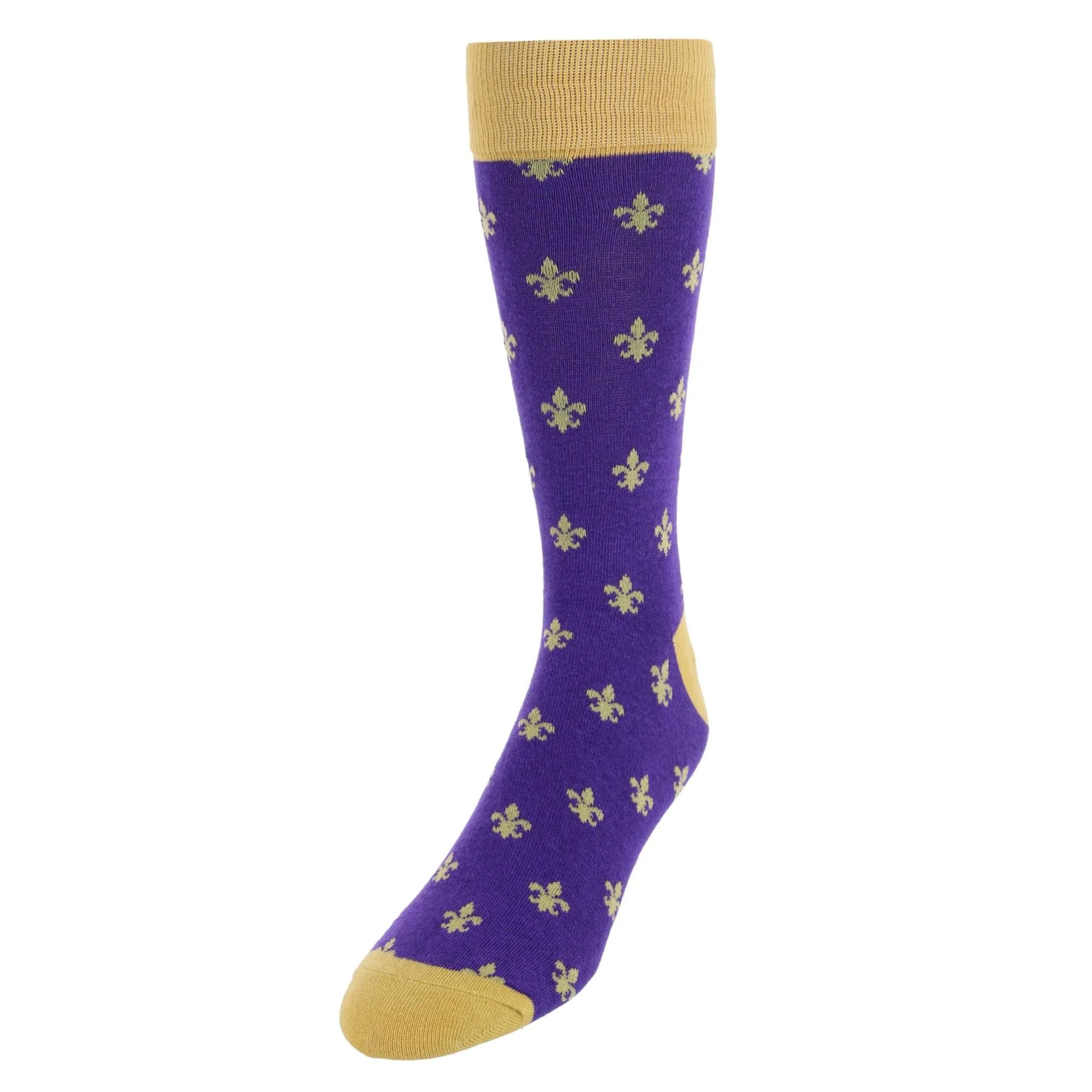 CTM® Men's Cotton Fleur-de-lis Novelty Socks (1 Pair)