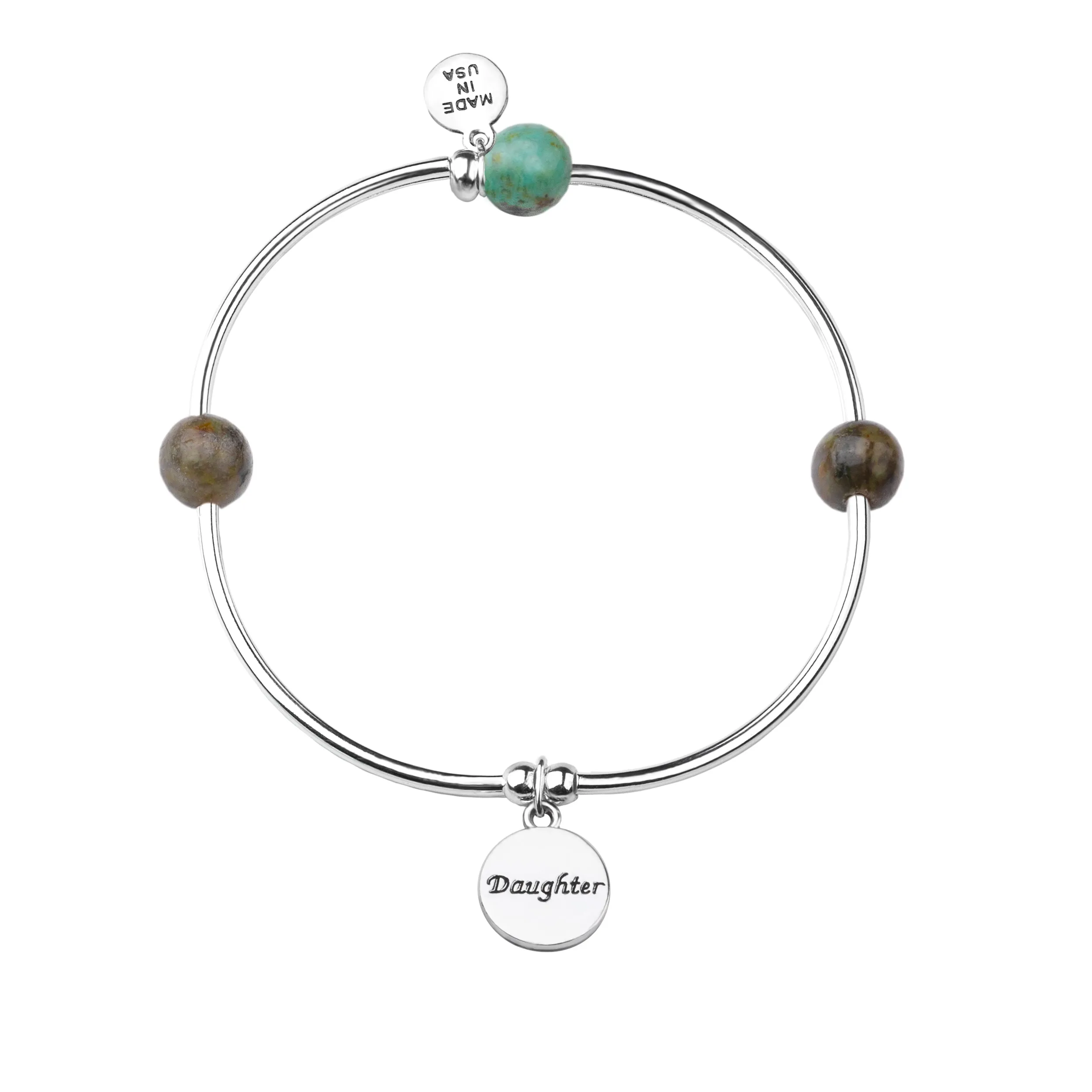 Daughter | Soft Bangle Charm Bracelet | African Turquoise