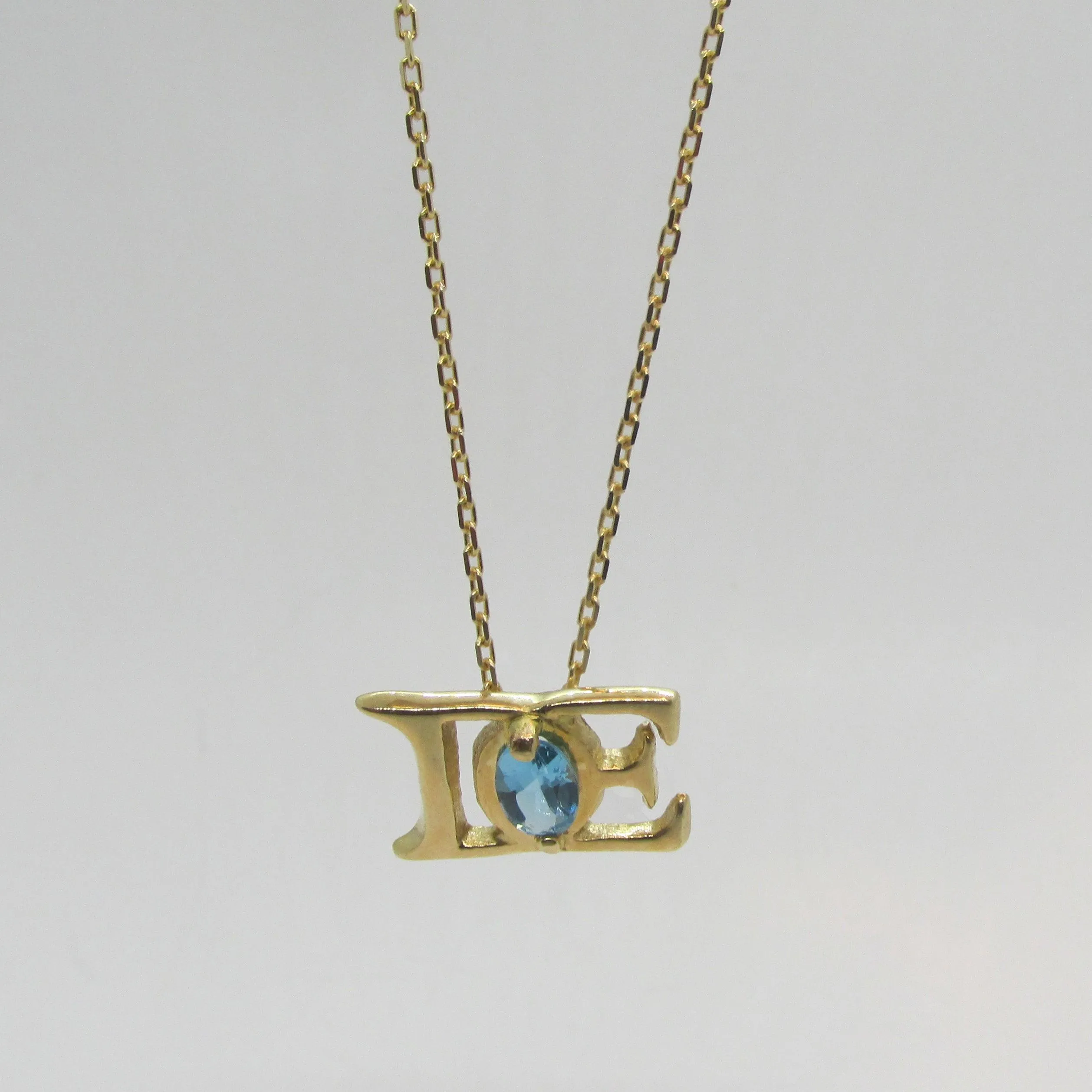 DE Pendant Necklace 14K Yellow Gold