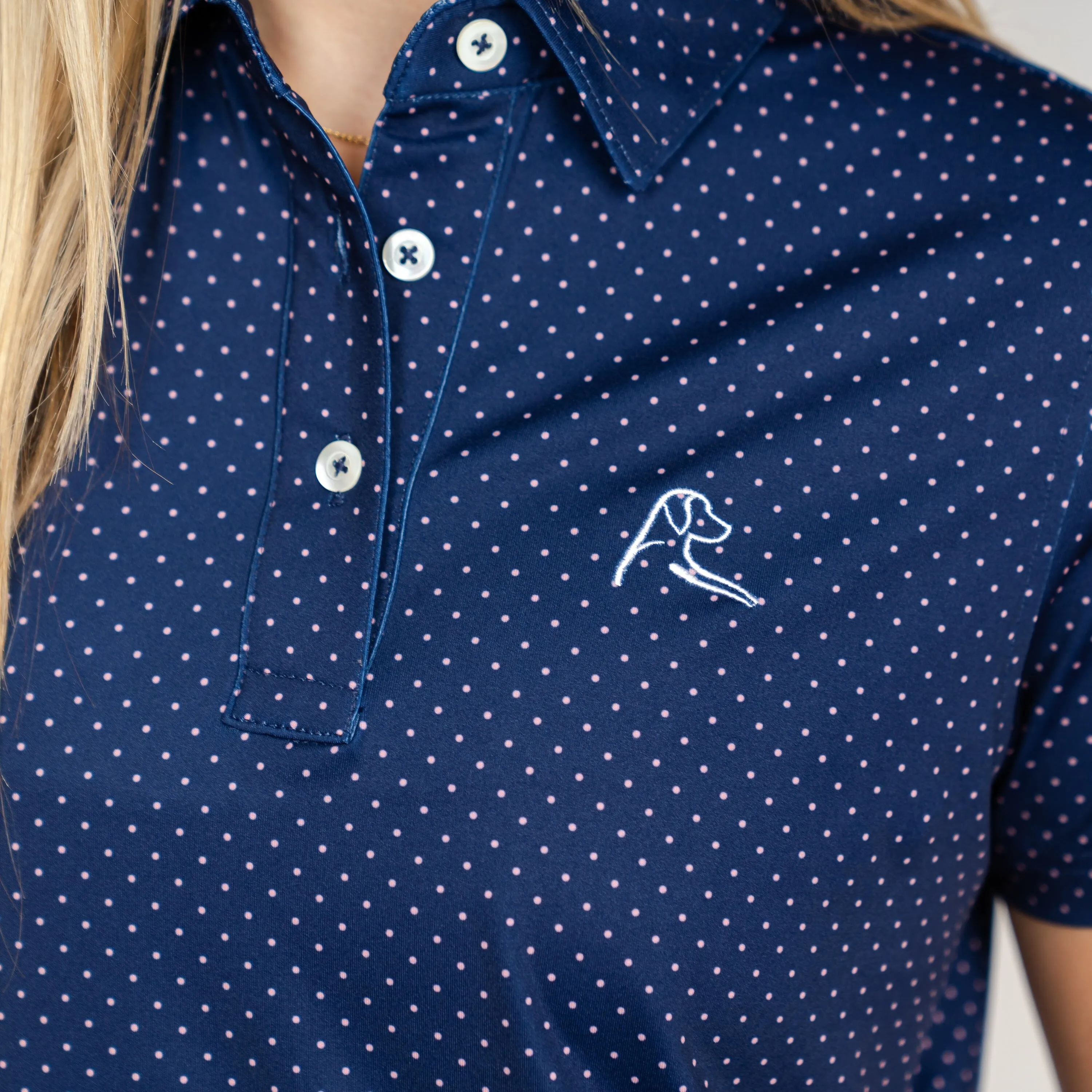 Dime Dot Performance Polo | The Dime Dot - Evening Navy/Frose Pink