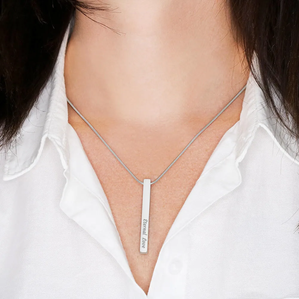 Double Sided Vertical Bar Necklace With "Gifts For Daughter" Message Card