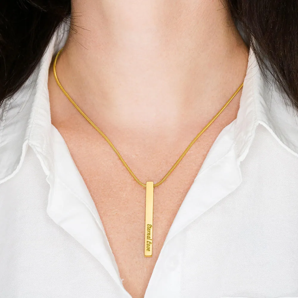 Double Sided Vertical Bar Necklace With "Gifts For Daughter" Message Card