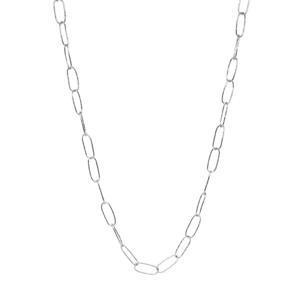 Elite Textured Paper clip Sterling Silver Chain