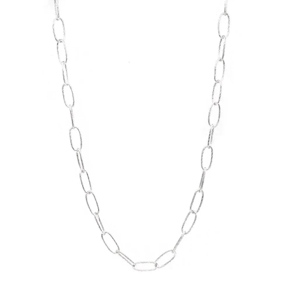 Elite Textured Paper clip Sterling Silver Chain