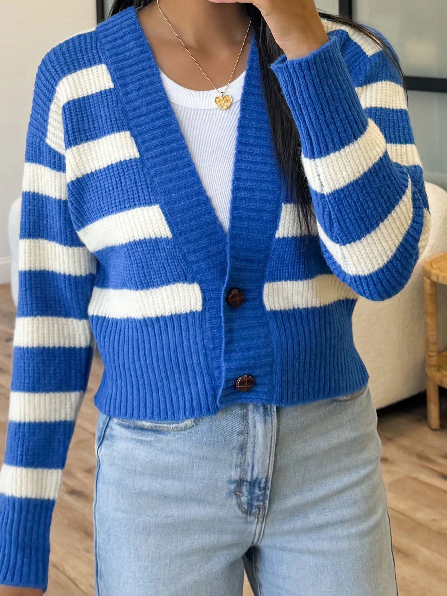 Elodie Stripe Cardigan | Sky Blue | FINAL SALE