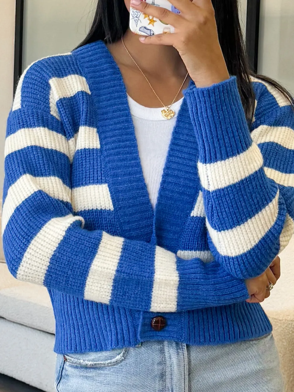 Elodie Stripe Cardigan | Sky Blue | FINAL SALE