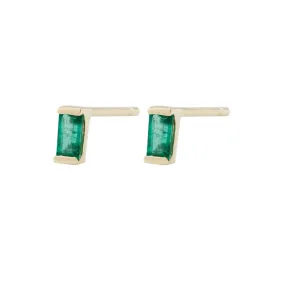 Emerald baguette studs